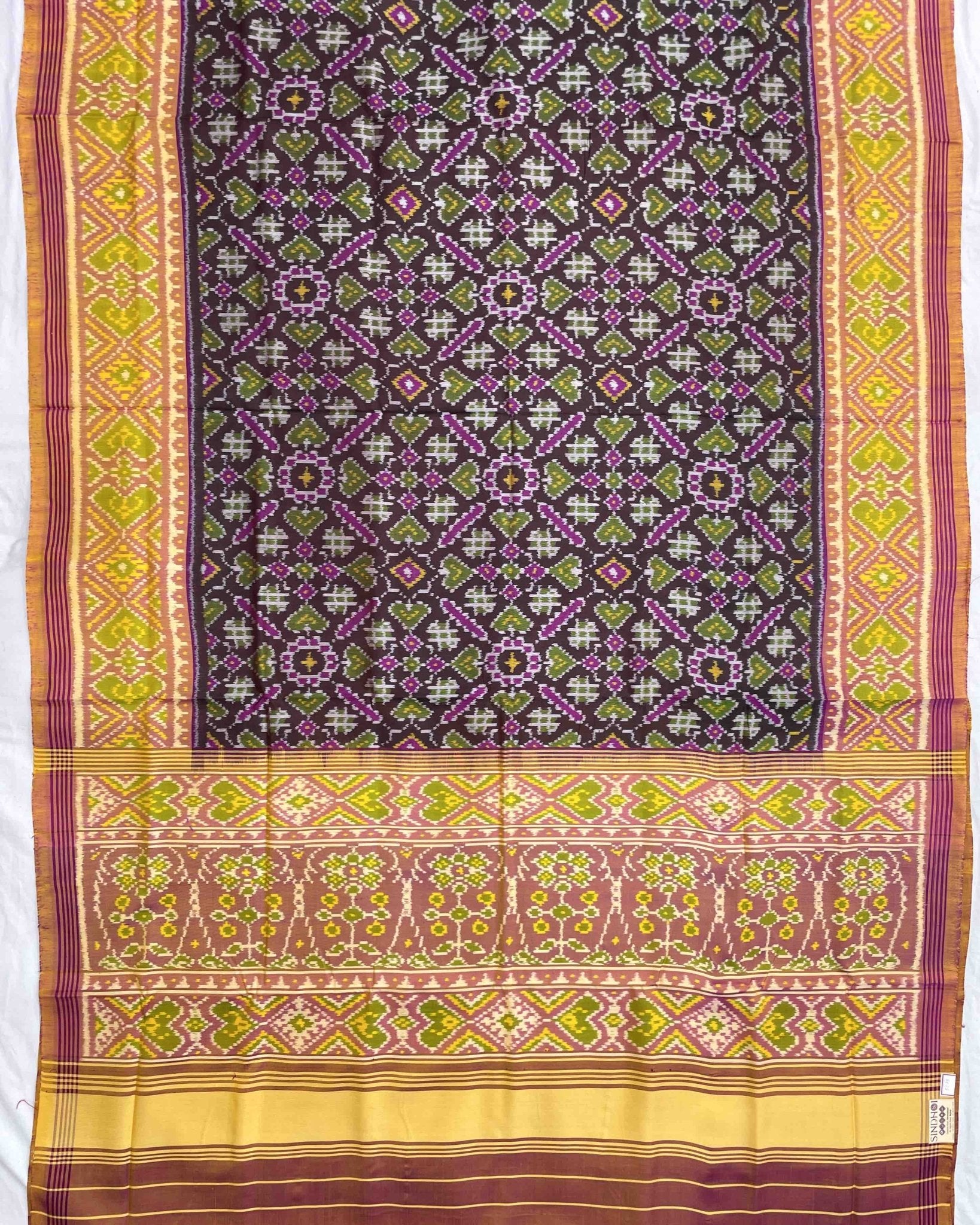 Peach & Berry Manekchowk Designer Patola Saree - SindhoiPatolaArt