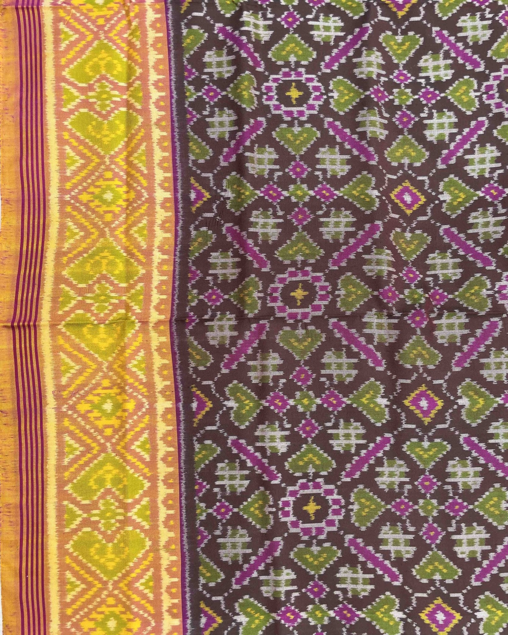 Peach & Berry Manekchowk Designer Patola Saree - SindhoiPatolaArt
