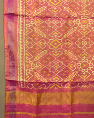 Peach Pink Manekchowk Patola Stole - SindhoiPatolaArt