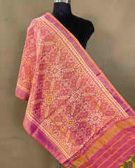 Peach Pink Manekchowk Patola Stole - SindhoiPatolaArt
