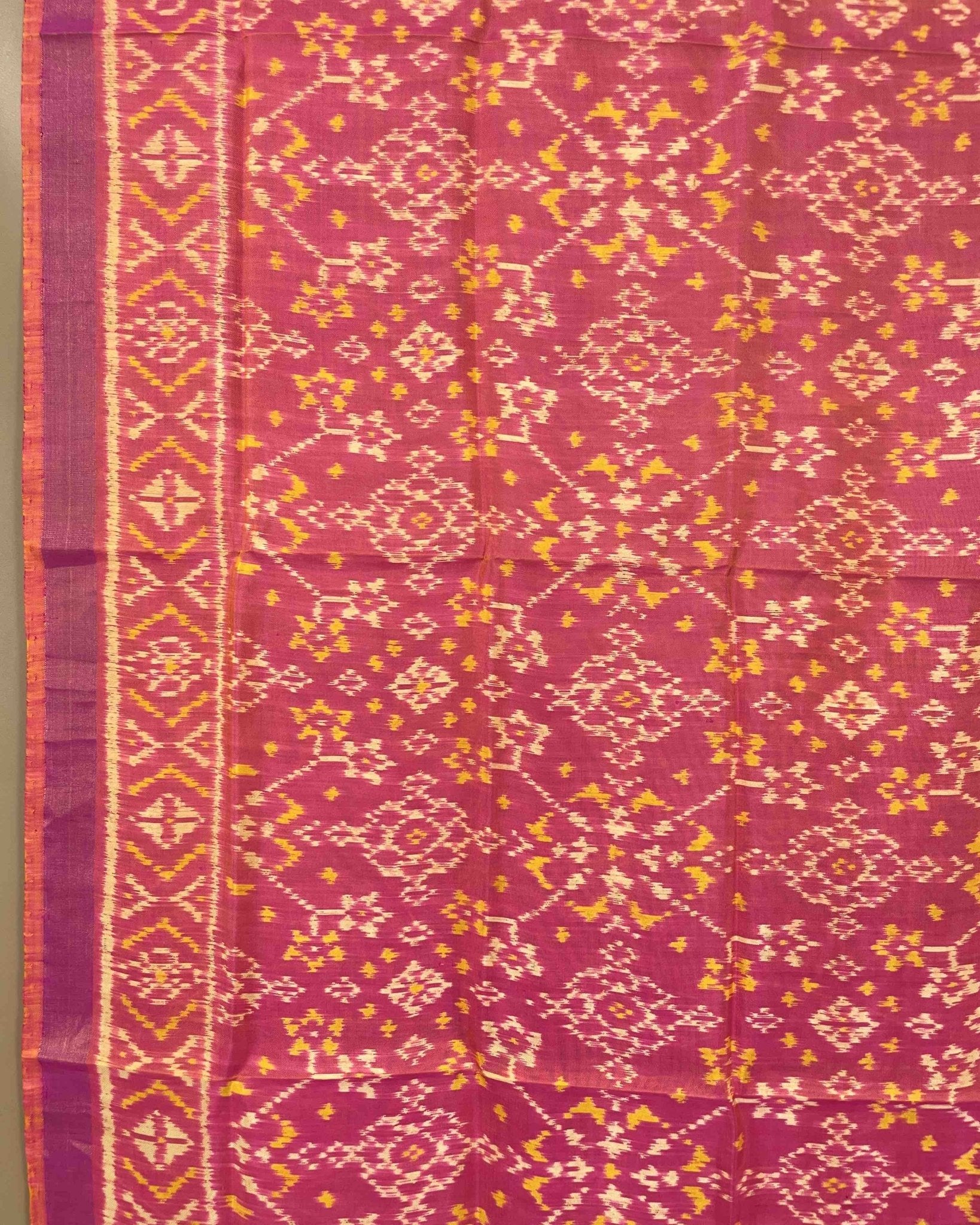 Peach Pink Navratan Designer Patola Dupatta - SindhoiPatolaArt