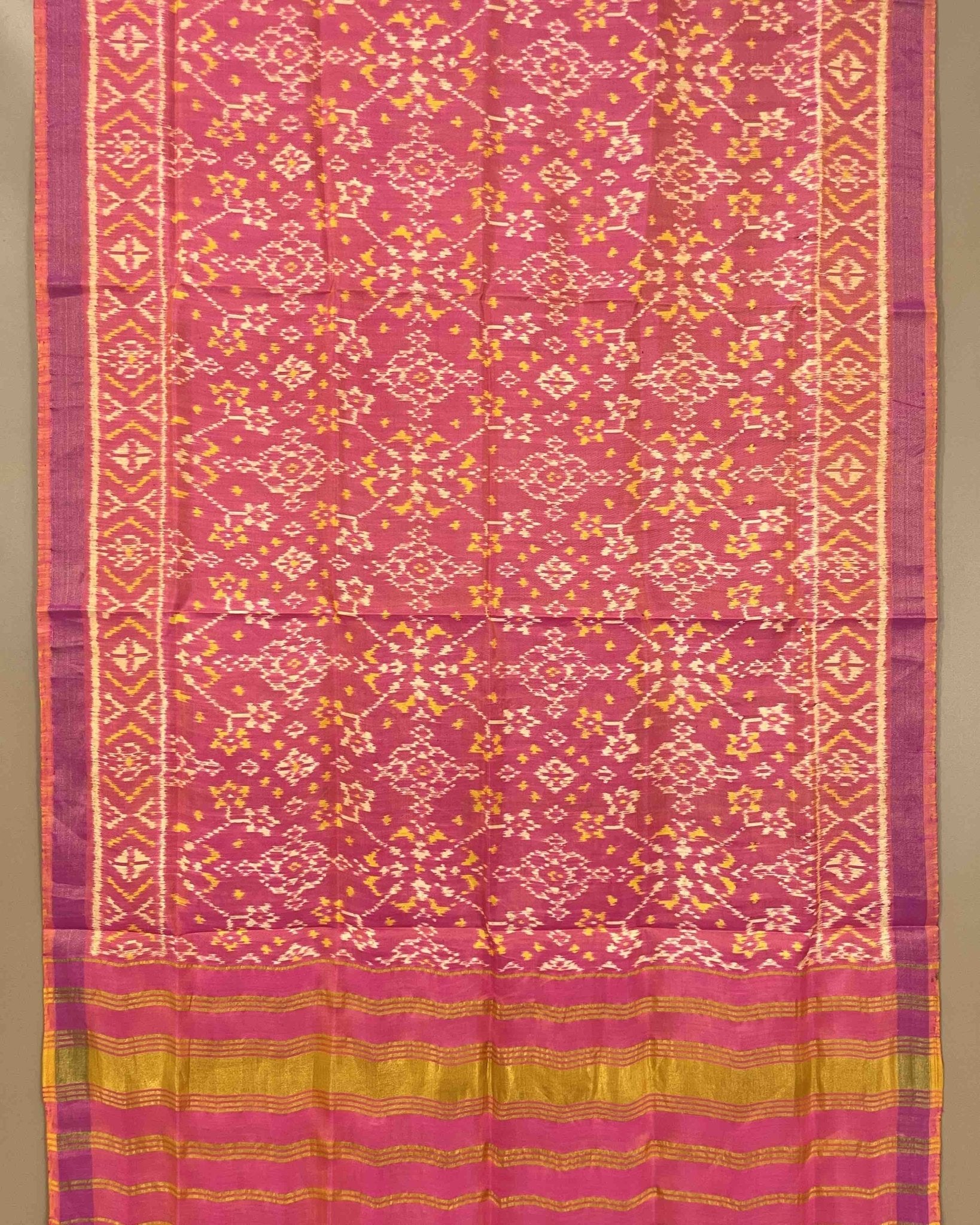 Peach Pink Navratan Designer Patola Dupatta - SindhoiPatolaArt