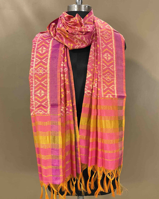 Peach Pink Navratan Designer Patola Dupatta - SindhoiPatolaArt