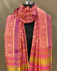 Peach Pink Navratan Designer Patola Dupatta - SindhoiPatolaArt