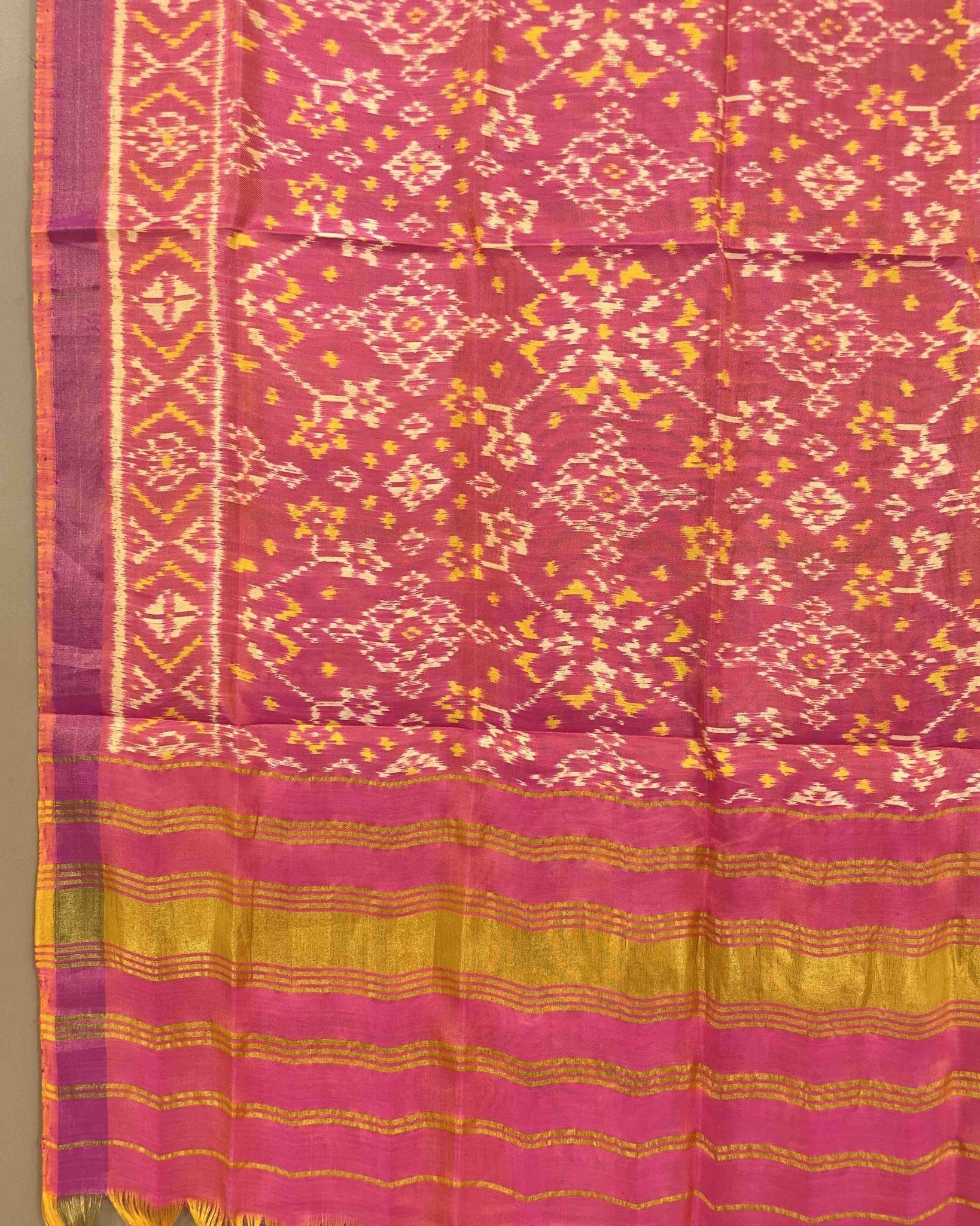 Peach Pink Navratan Designer Patola Dupatta - SindhoiPatolaArt