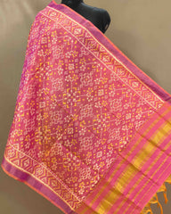 Peach Pink Navratan Designer Patola Dupatta - SindhoiPatolaArt