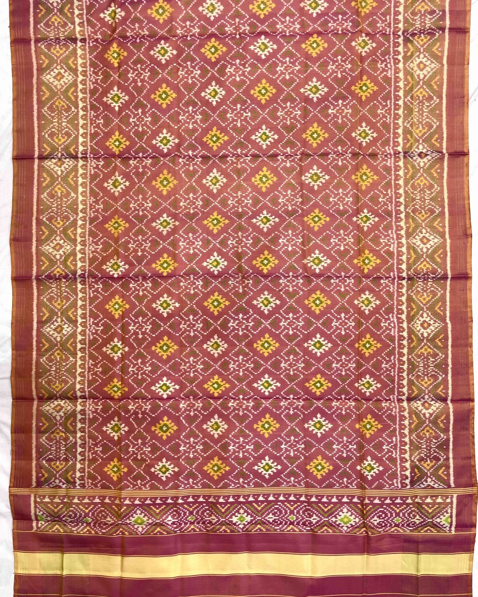 Peach Pink Panchanda Patola Dupatta - SindhoiPatolaArt