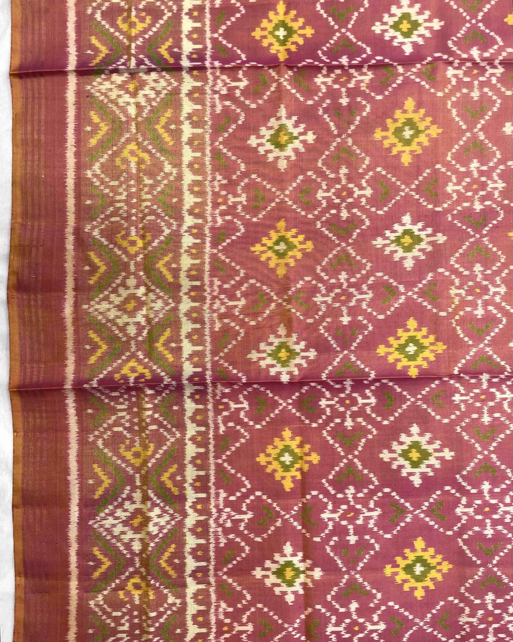 Peach Pink Panchanda Patola Dupatta - SindhoiPatolaArt