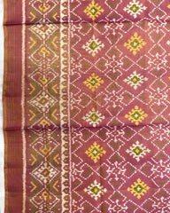 Peach Pink Panchanda Patola Dupatta - SindhoiPatolaArt