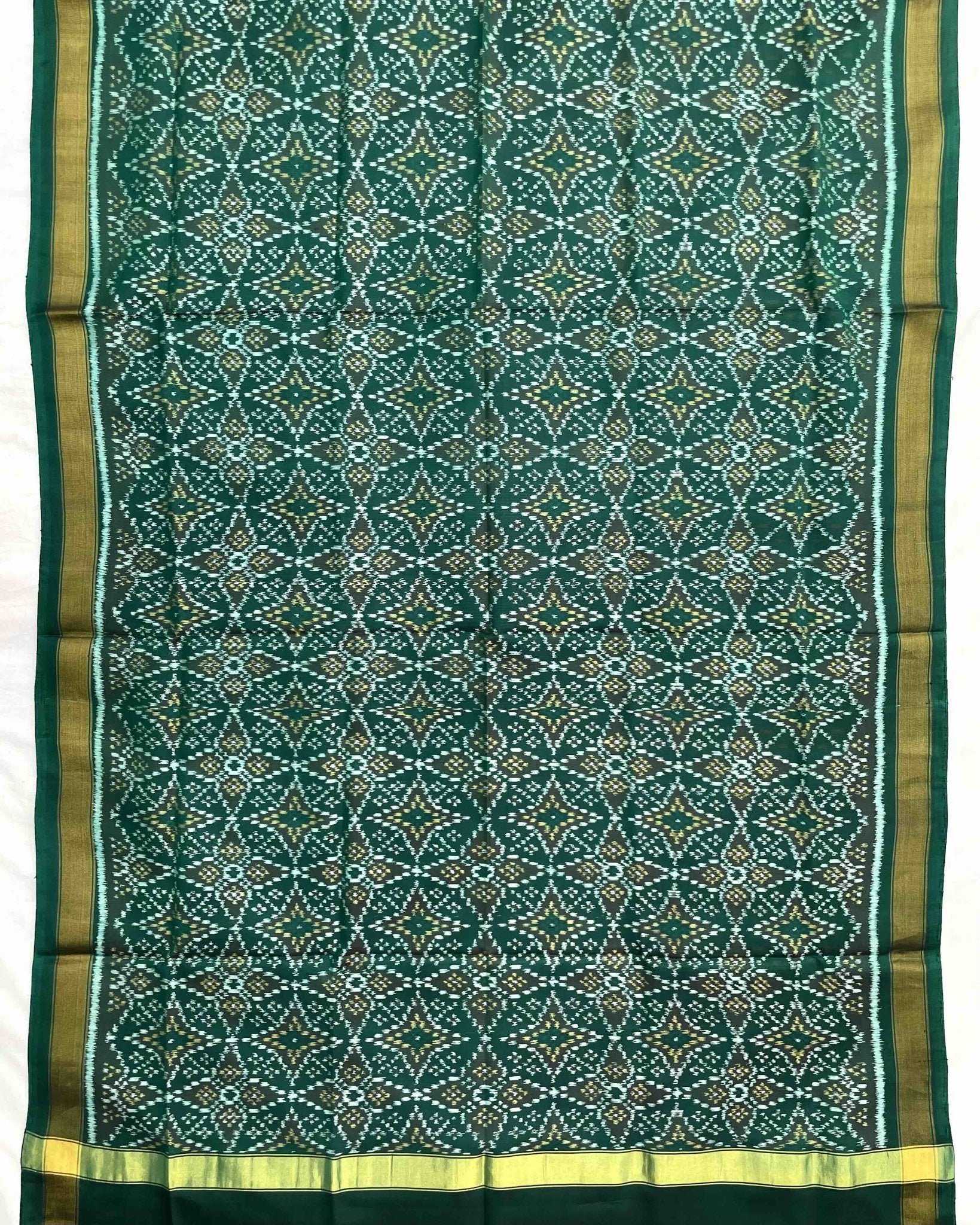 Peacock Shaded Green Solsitara Design Patola Dupatta - SindhoiPatolaArt
