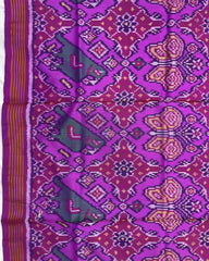 Pink Big Figure Narikunj Semi Double Ikat Patola Saree - SindhoiPatolaArt