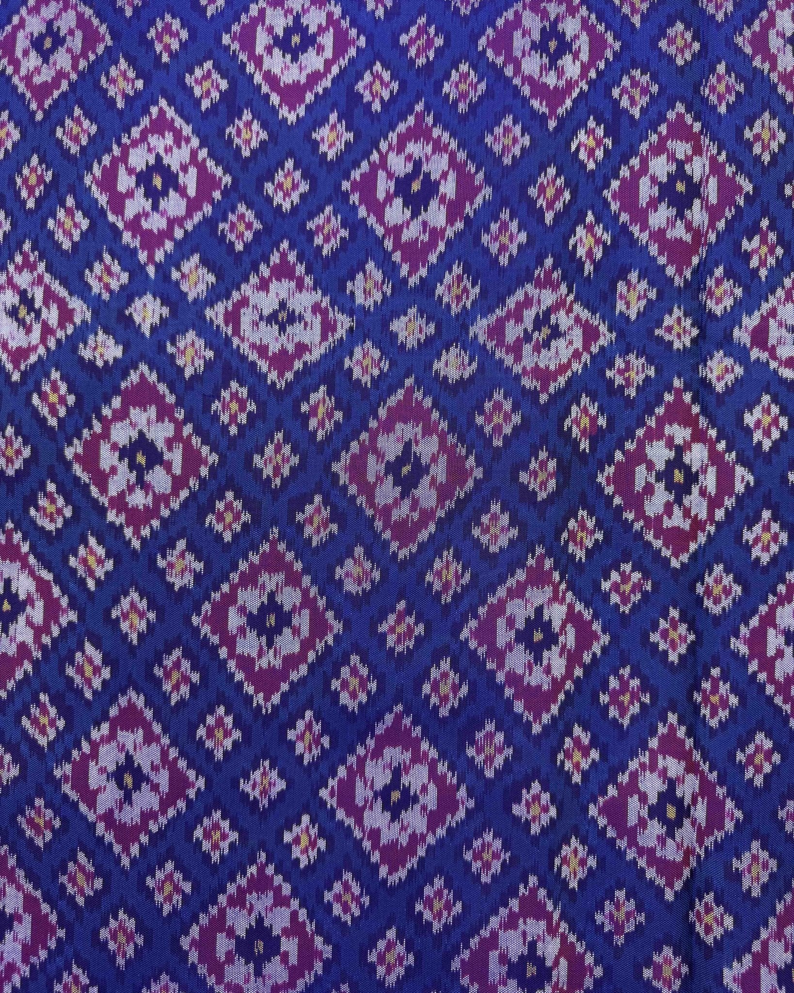 Pink & Blue Bandhani Design Semi Double Ikat Patola Saree - SindhoiPatolaArt