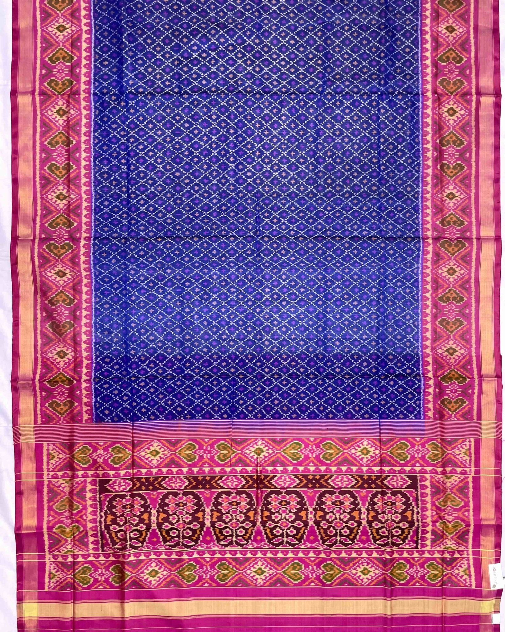 Pink & Blue Booty Design Patola Saree - SindhoiPatolaArt