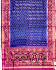 Pink & Blue Booty Design Patola Saree - SindhoiPatolaArt