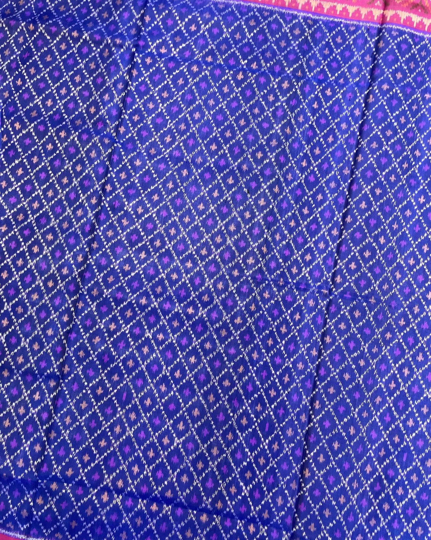 Pink & Blue Booty Design Patola Saree - SindhoiPatolaArt