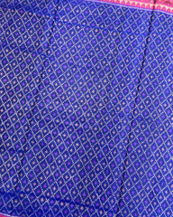 Pink & Blue Booty Design Patola Saree - SindhoiPatolaArt