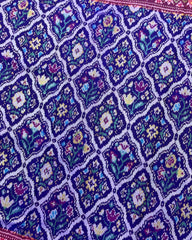 Pink & Blue Fancy Flower Patola Saree - SindhoiPatolaArt