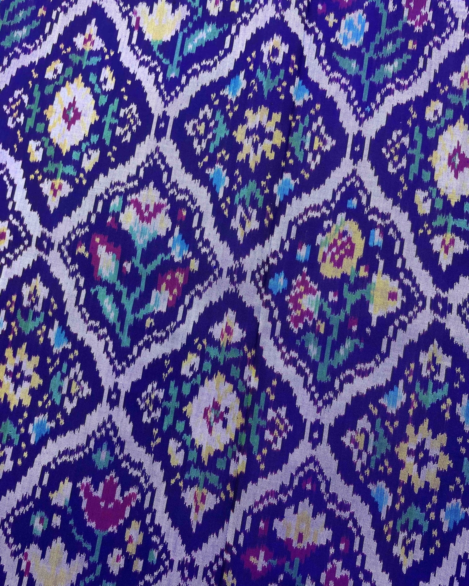 Pink & Blue Fancy Flower Patola Saree - SindhoiPatolaArt