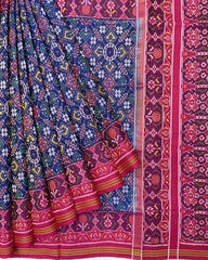 Pink & Blue Manekchowk Designer Patola Saree - SindhoiPatolaArt