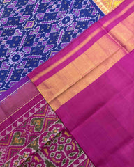 Pink & Blue Manekchowk Designer Patola Saree - SindhoiPatolaArt