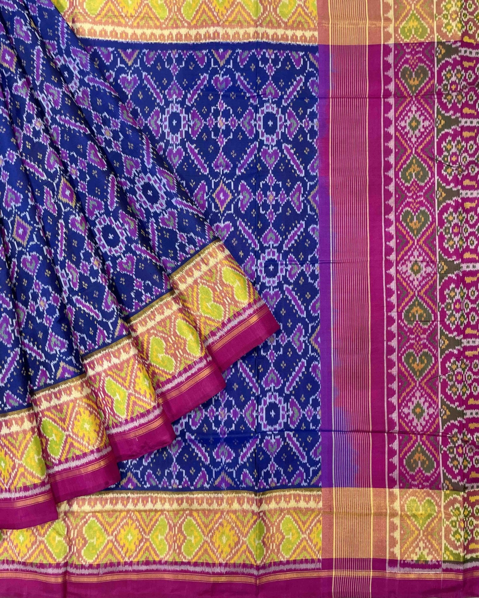 Pink & Blue Manekchowk Designer Patola Saree - SindhoiPatolaArt