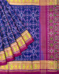 Pink & Blue Manekchowk Designer Patola Saree - SindhoiPatolaArt