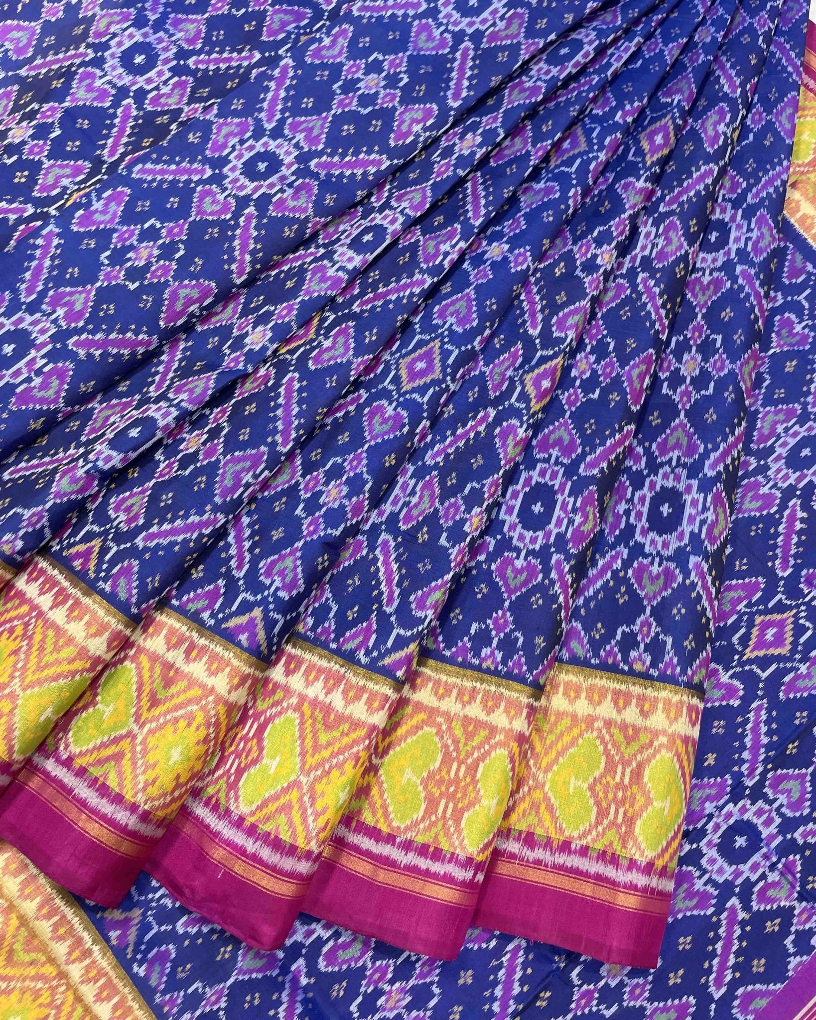 Pink & Blue Manekchowk Designer Patola Saree - SindhoiPatolaArt