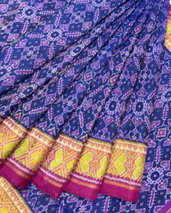 Pink & Blue Manekchowk Designer Patola Saree - SindhoiPatolaArt