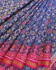 Pink & Blue Manekchowk Designer Patola Saree - SindhoiPatolaArt