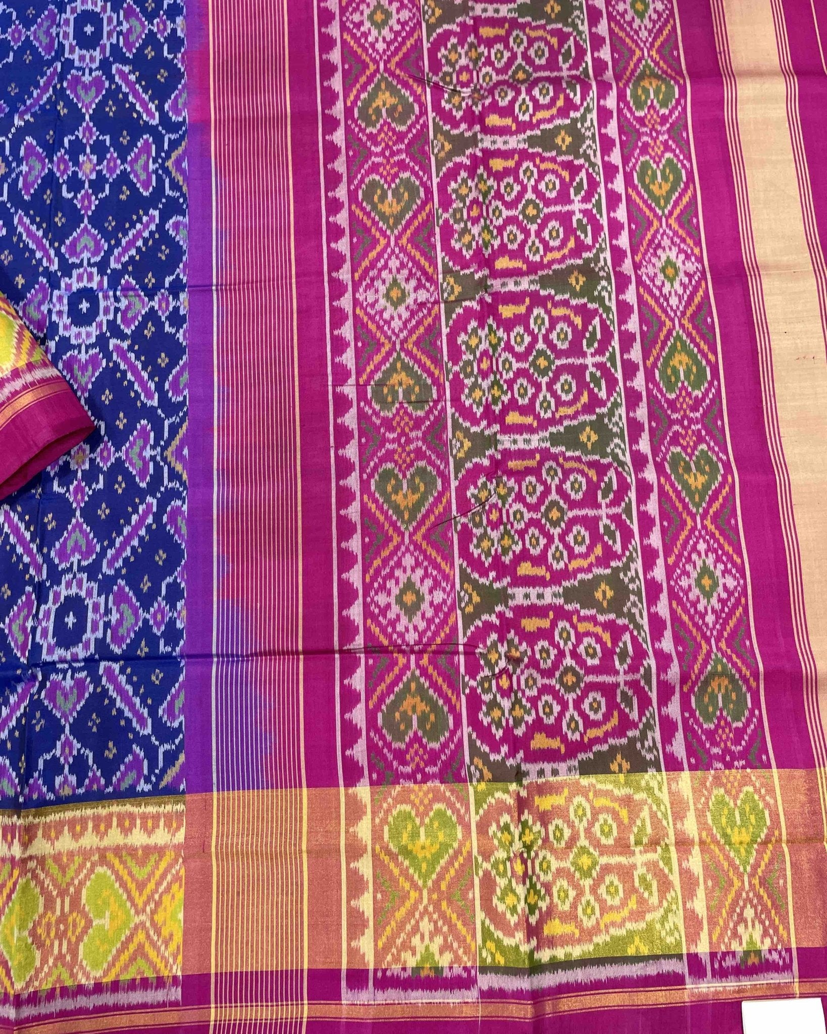 Pink & Blue Manekchowk Designer Patola Saree - SindhoiPatolaArt