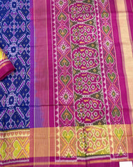 Pink & Blue Manekchowk Designer Patola Saree - SindhoiPatolaArt