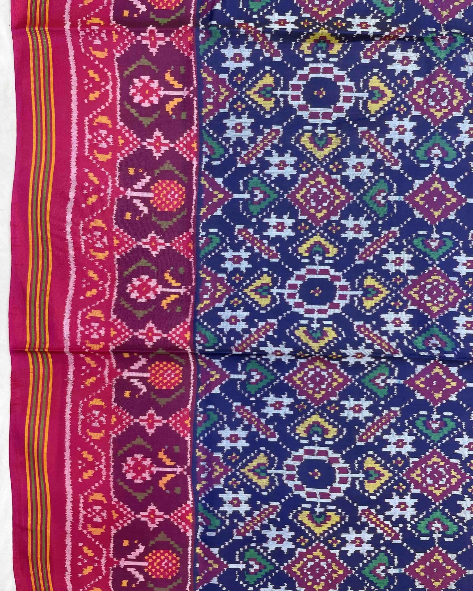 Pink & Blue Manekchowk Designer Patola Saree - SindhoiPatolaArt