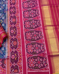 Pink & Blue Manekchowk Designer Patola Saree - SindhoiPatolaArt