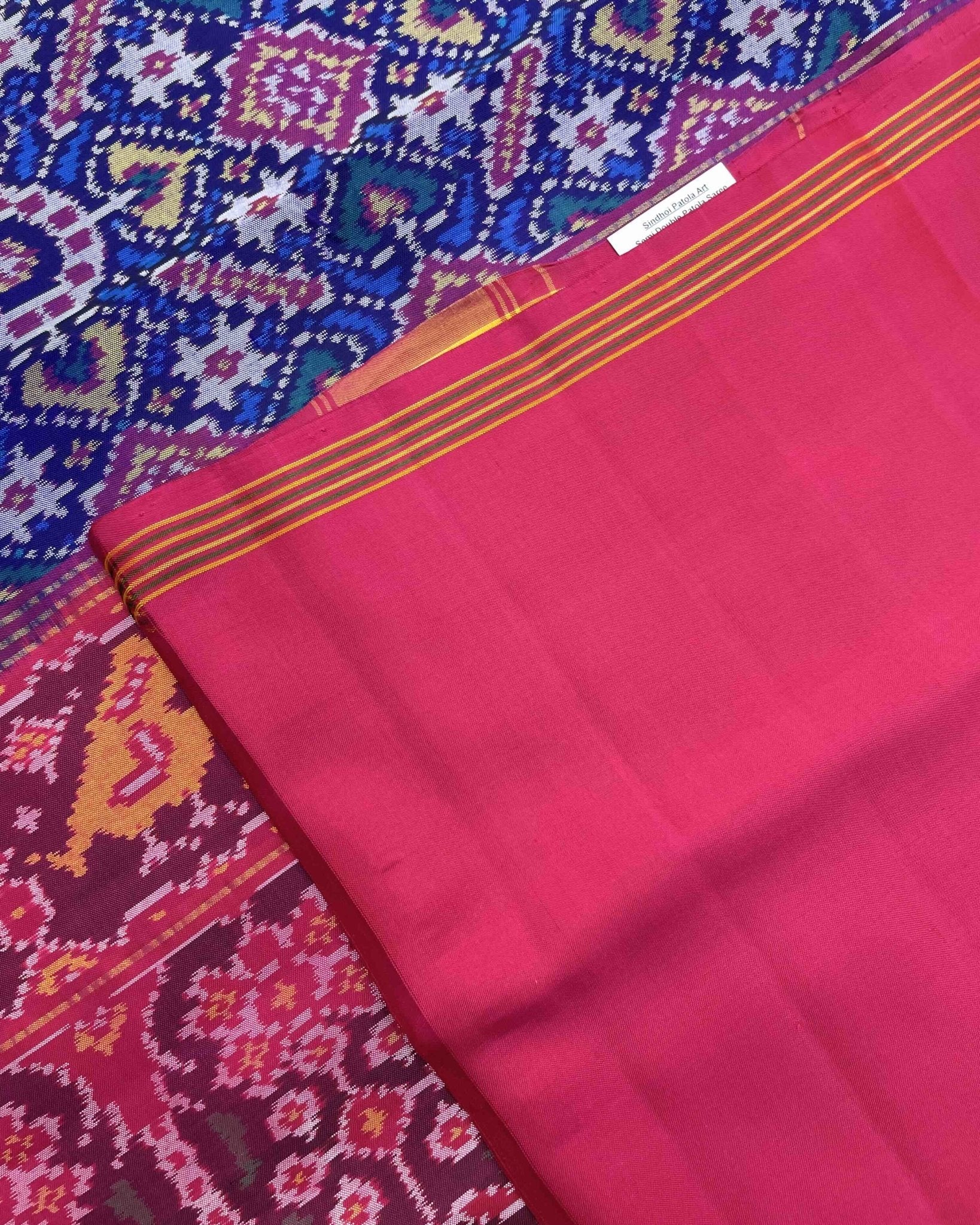 Pink & Blue Manekchowk Patola Saree - SindhoiPatolaArt