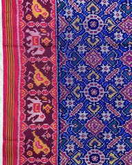 Pink & Blue Manekchowk Patola Saree - SindhoiPatolaArt