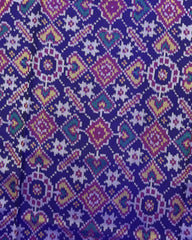 Pink & Blue Manekchowk Semi Double Ikat Patola Saree - SindhoiPatolaArt