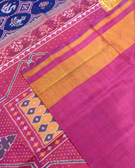 Pink & Blue Narikunj Circle Designer Patola Saree - SindhoiPatolaArt