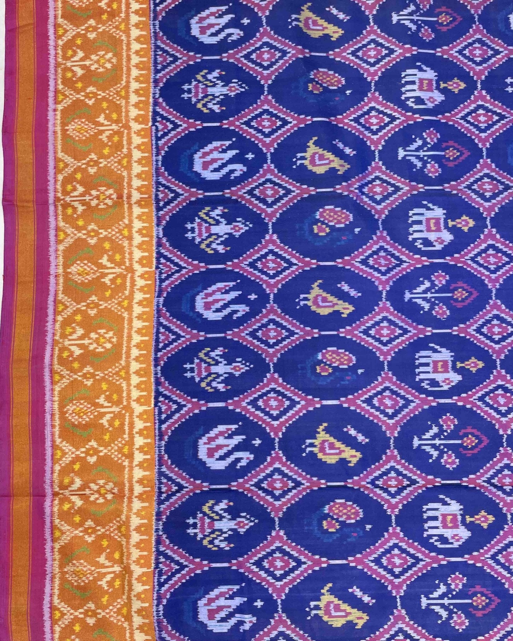 Pink & Blue Narikunj Circle Designer Patola Saree - SindhoiPatolaArt