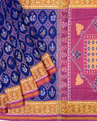 Pink & Blue Narikunj Circle Designer Patola Saree - SindhoiPatolaArt