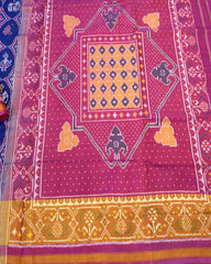 Pink & Blue Narikunj Circle Designer Patola Saree - SindhoiPatolaArt