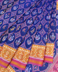 Pink & Blue Narikunj Circle Designer Patola Saree - SindhoiPatolaArt