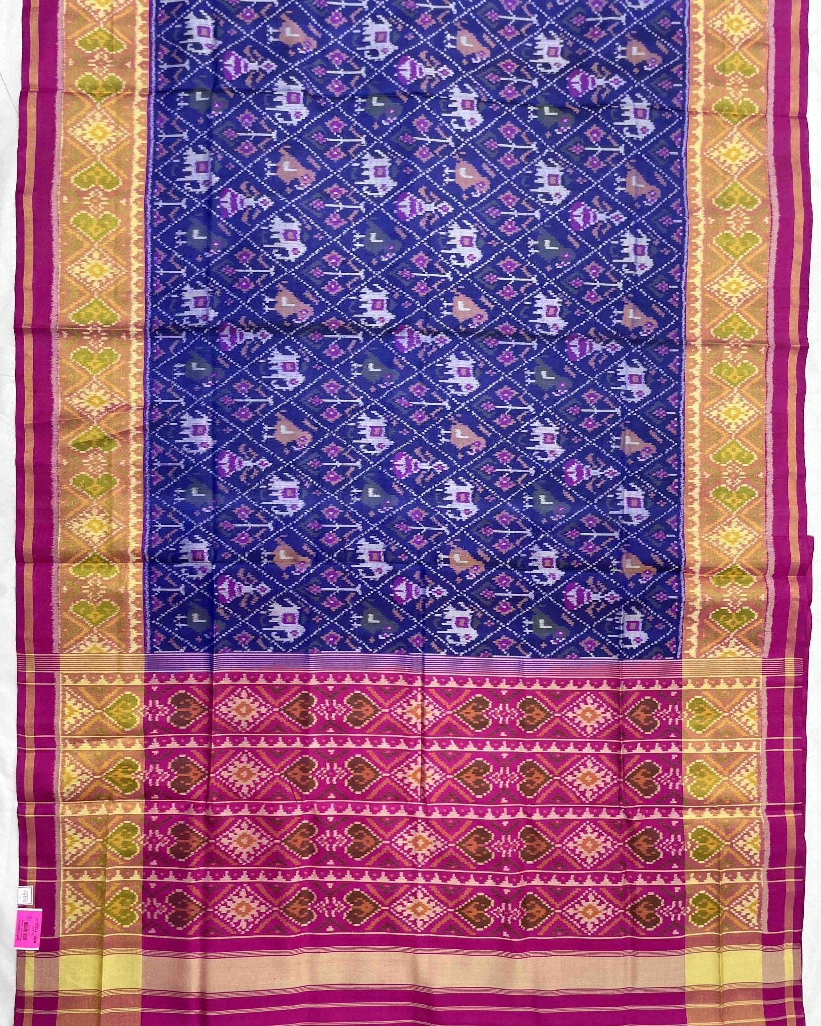 Pink & Blue Narikunj Designer Patola Saree - SindhoiPatolaArt