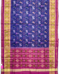 Pink & Blue Narikunj Designer Patola Saree - SindhoiPatolaArt