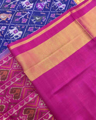 Pink & Blue Narikunj Designer Patola Saree - SindhoiPatolaArt