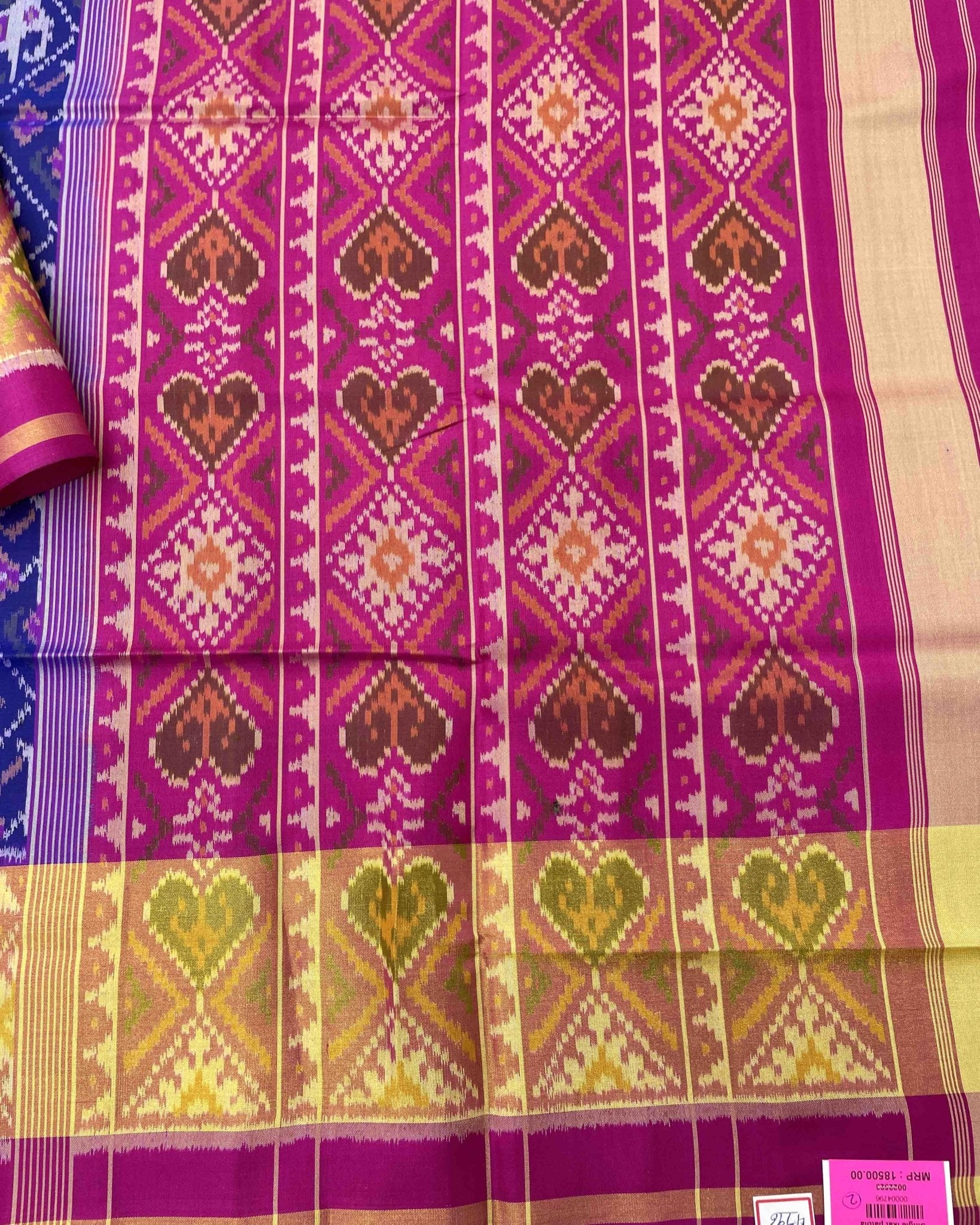 Pink & Blue Narikunj Designer Patola Saree - SindhoiPatolaArt