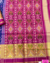 Pink & Blue Narikunj Designer Patola Saree - SindhoiPatolaArt
