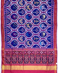 Pink & Blue Narikunj Patola Saree - SindhoiPatolaArt