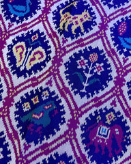 Pink & Blue Narikunj Patola Saree - SindhoiPatolaArt