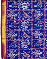 Pink & Blue Narikunj Patola Saree - SindhoiPatolaArt