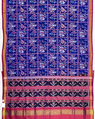 Pink & Blue Narikunj Patola Saree - SindhoiPatolaArt